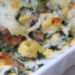 tortellini casserole with spinach and mushrooms