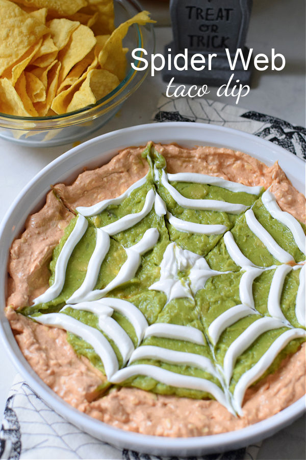 spider web taco dip for Halloween 