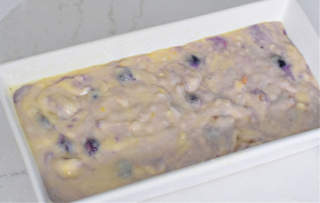 making blueberry bread 