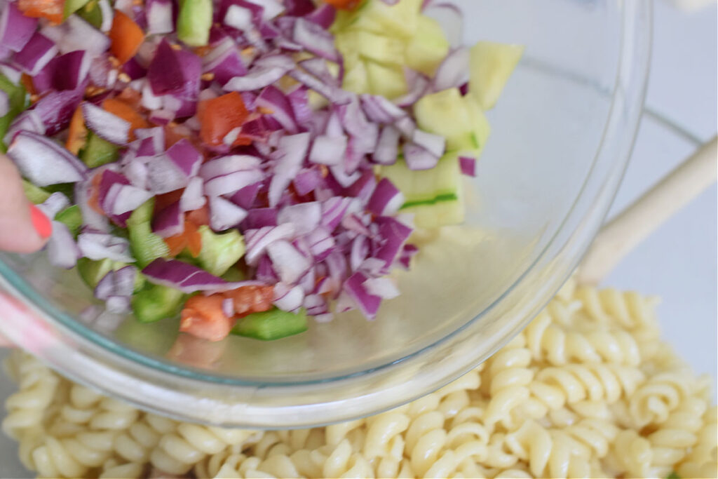 making pasta salad 