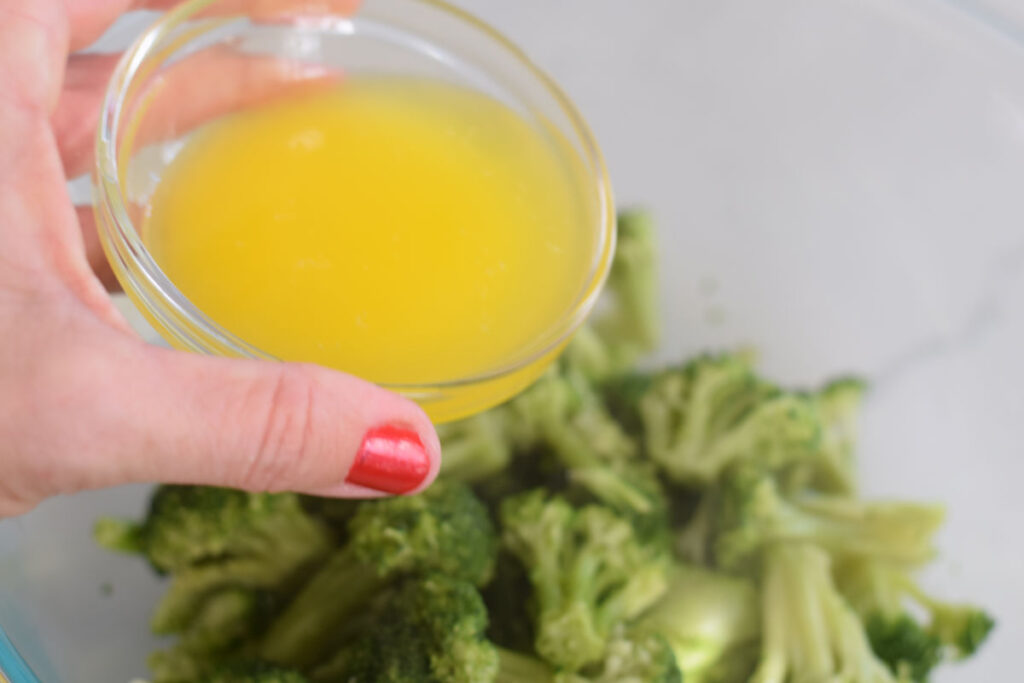 adding butter broccoli casserole 