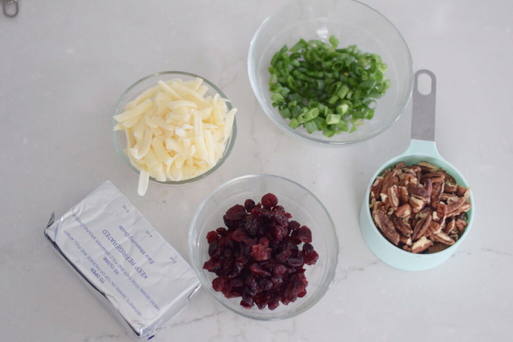 ingredients for cranberry cheese ball 
