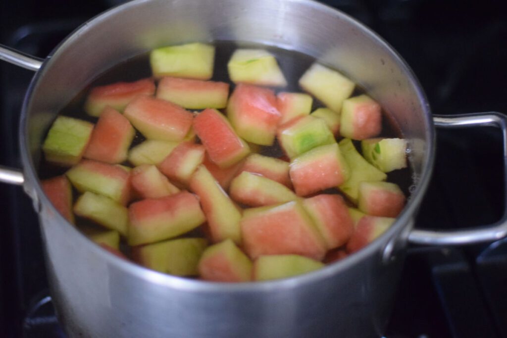 making watermelon rind pickles 